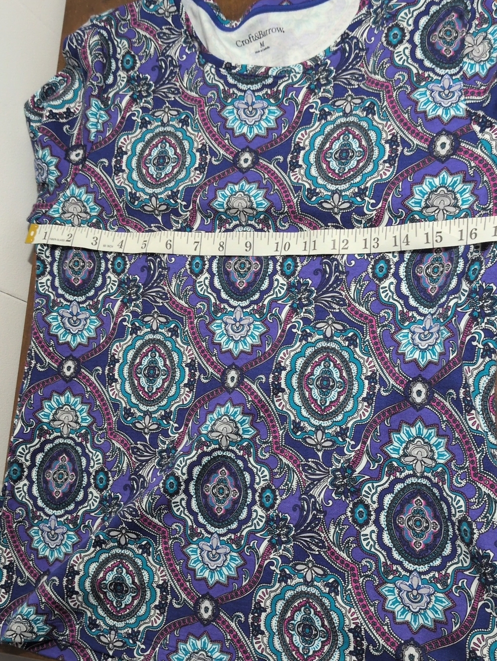 croft & barrow Purple and Teal Paisley-Print Long Sleeve Tee - Picture 6 of 8